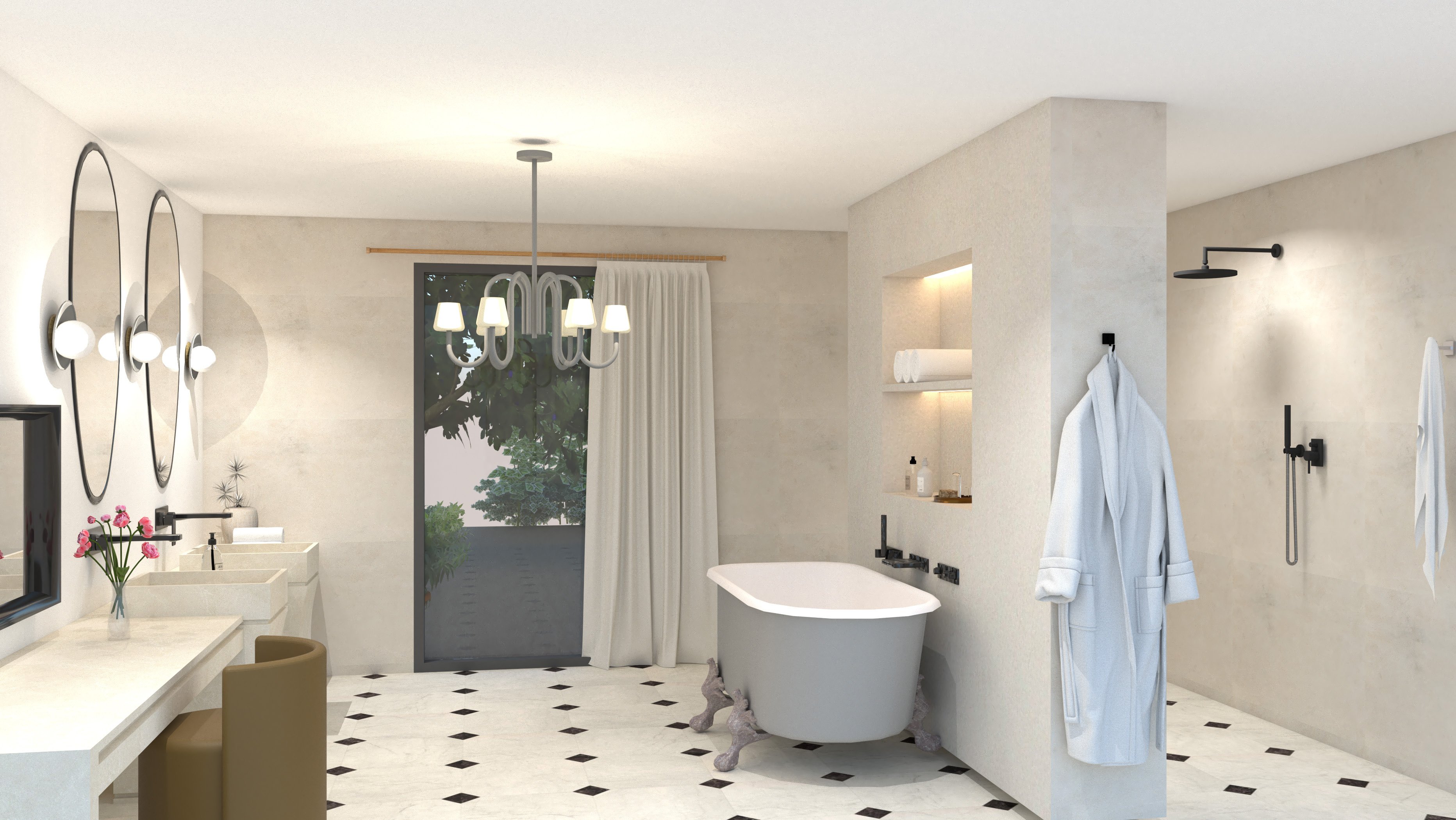 Salle de Bain Hôtelière Lustre