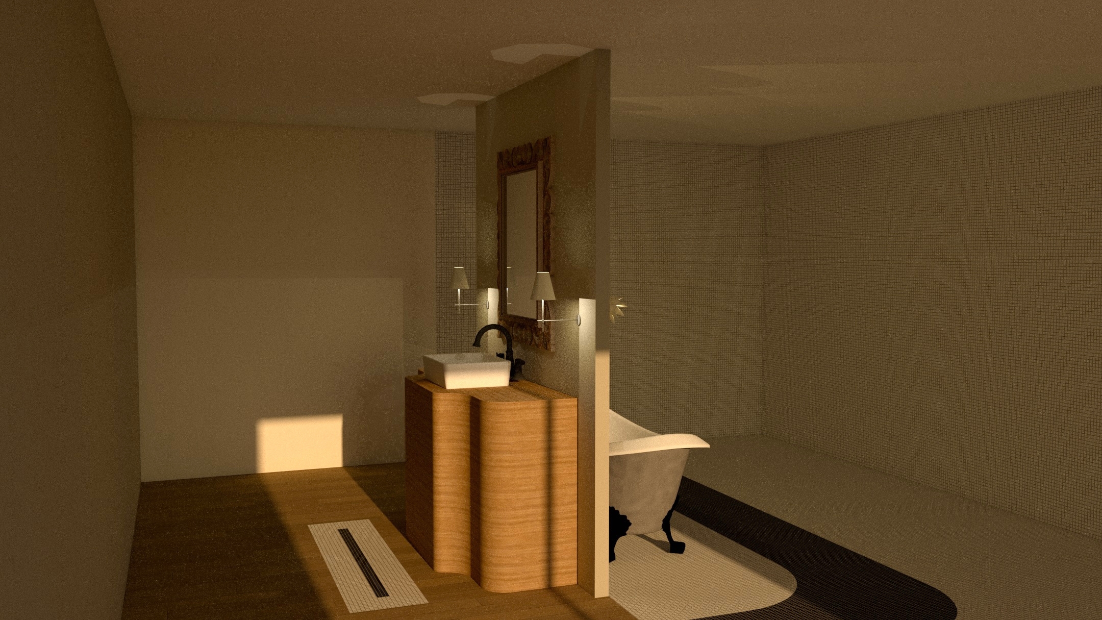 Vert zellige baignoire ovale