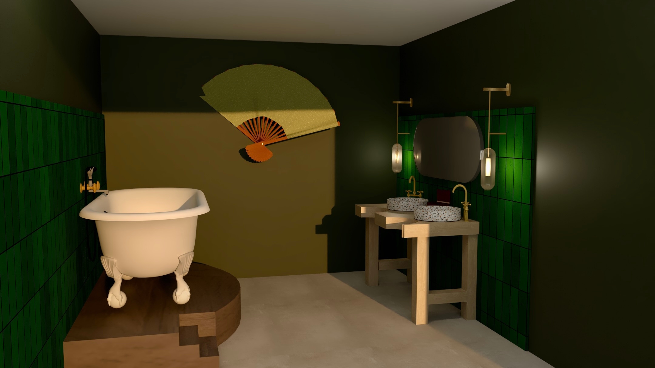 Japonisant vert baignoire